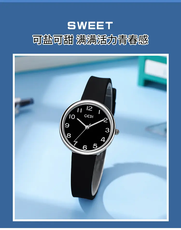 Women's Rose Gold Silicone Watch White Dial — feature 3