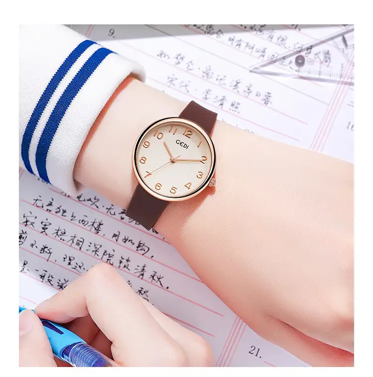 Women's Rose Gold Silicone Watch White Dial — feature 4