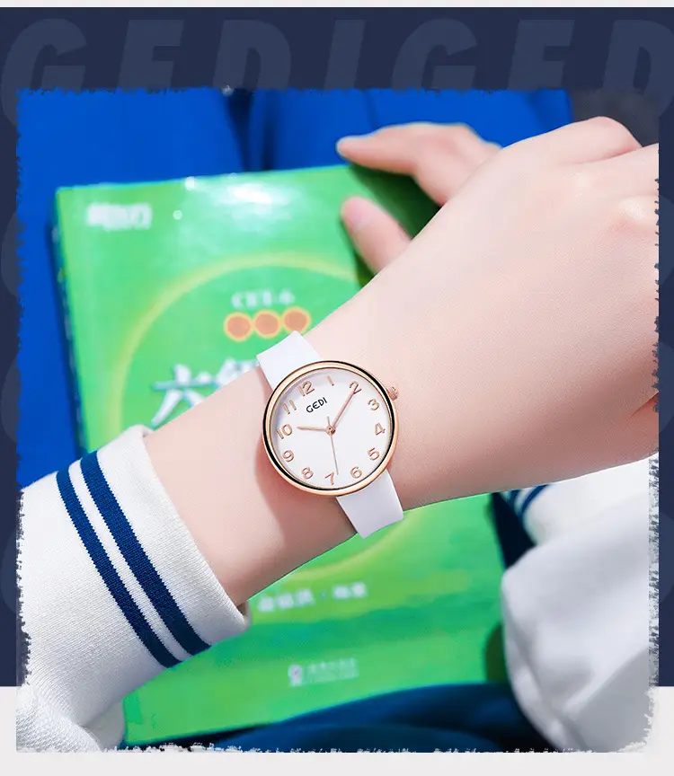 Women's Rose Gold Silicone Watch White Dial — feature 6