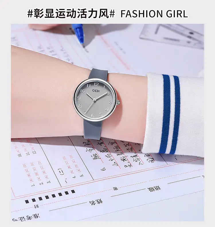 Women's Rose Gold Silicone Watch White Dial — feature 8
