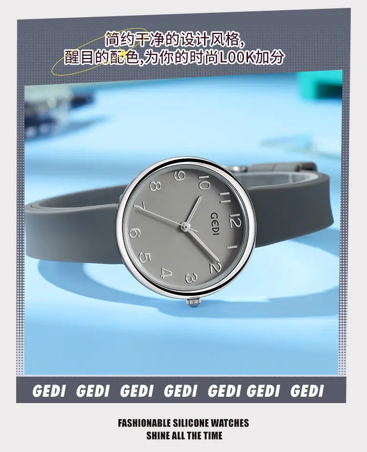 Women's Rose Gold Silicone Watch White Dial — feature 9