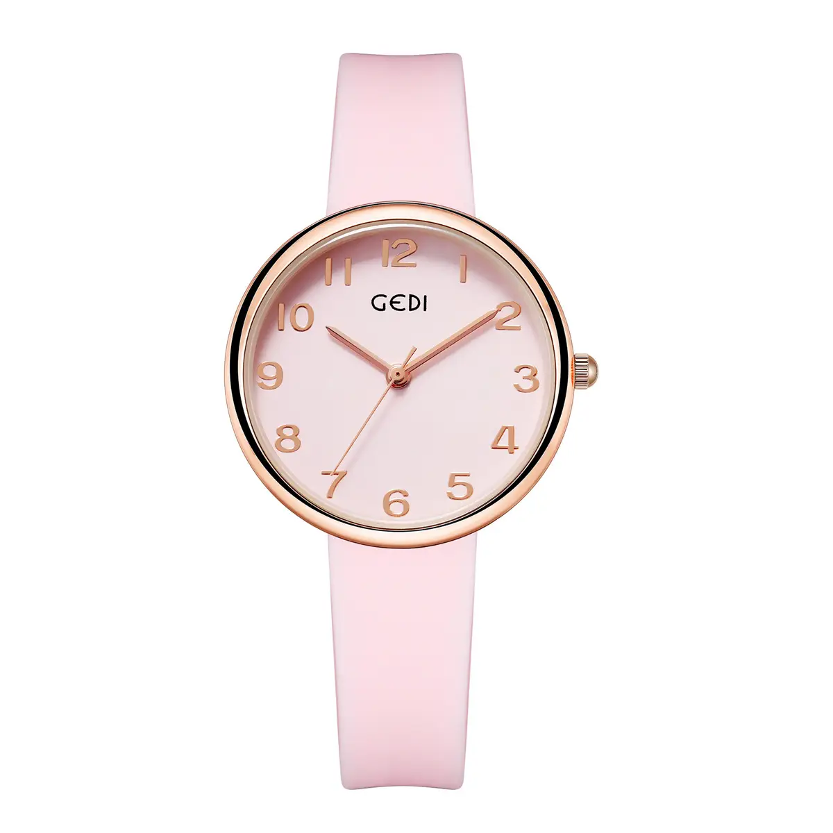 Women's Rose Gold Silicone Watch White Dial - Image 2