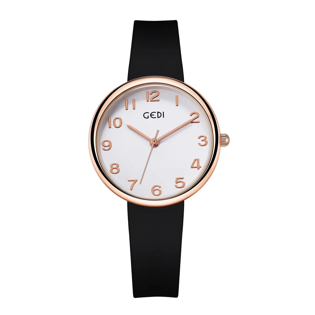 Women's Rose Gold Silicone Watch White Dial - Image 5