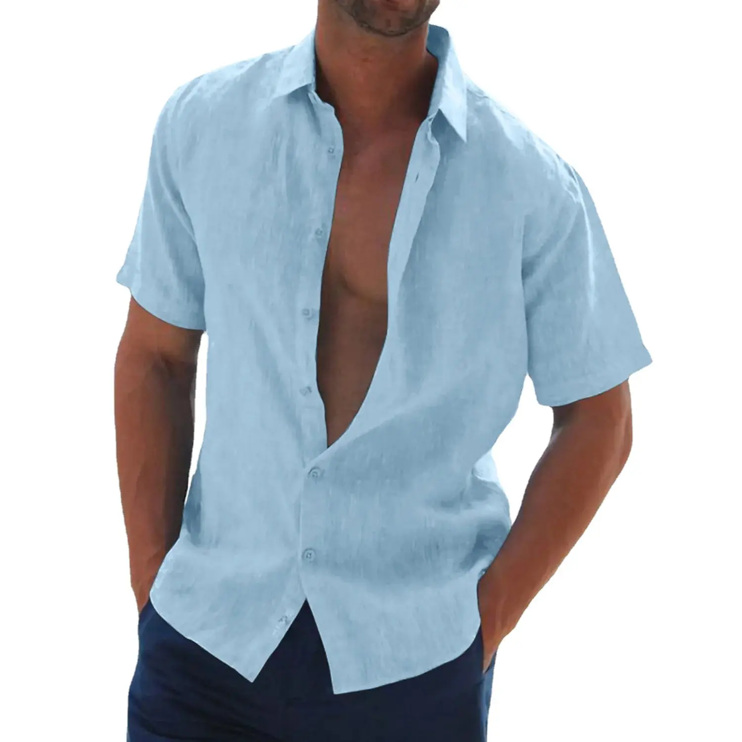 2026 White Lapel Shirt Short Sleeve Slim Fit - Image 13