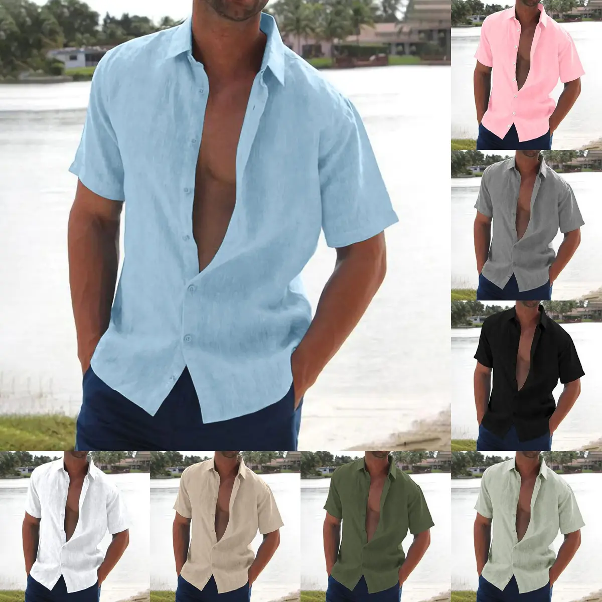 2026 White Lapel Shirt Short Sleeve Slim Fit — feature 2