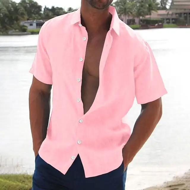 2026 White Lapel Shirt Short Sleeve Slim Fit - Image 3