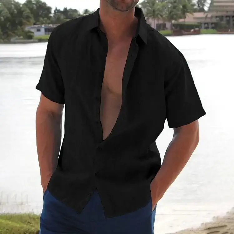 2026 White Lapel Shirt Short Sleeve Slim Fit - Image 2