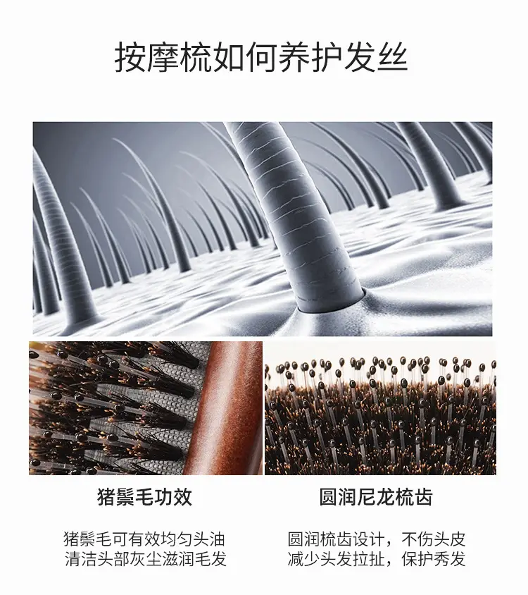 Factory Straight Batch Beech Pig Bristle Massage Air Cushion Comb Hair Cleaning Nylon Comb Hair Care Air Bag Comb — feature 3