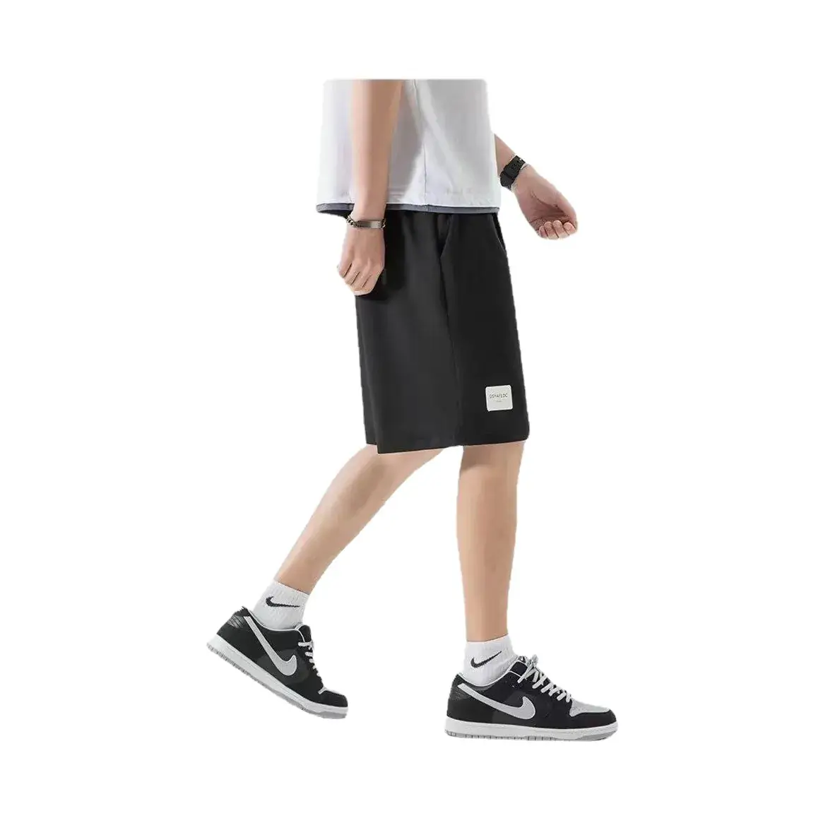 Men Ice Silk Loose Shorts with Belt - Image 9