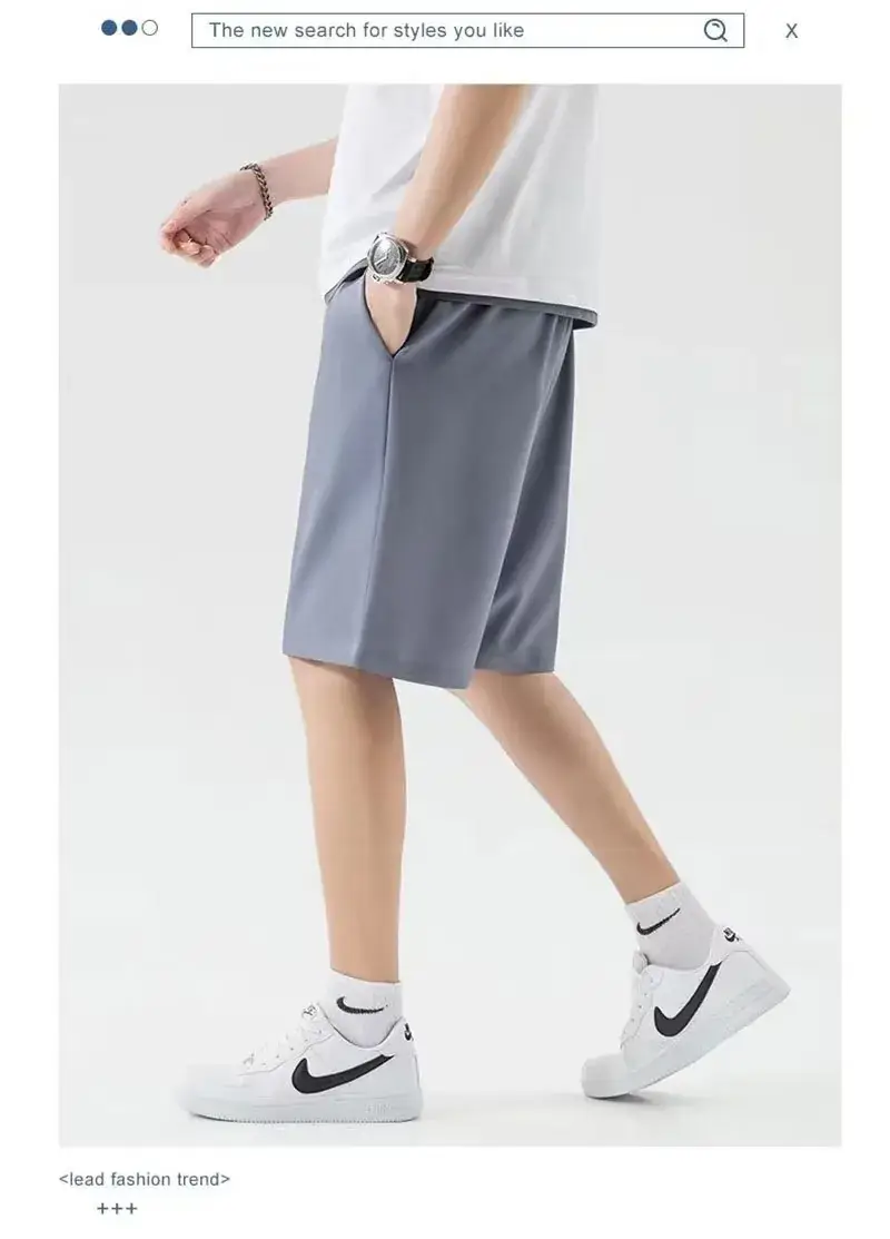 Men Ice Silk Loose Shorts with Belt — feature 20