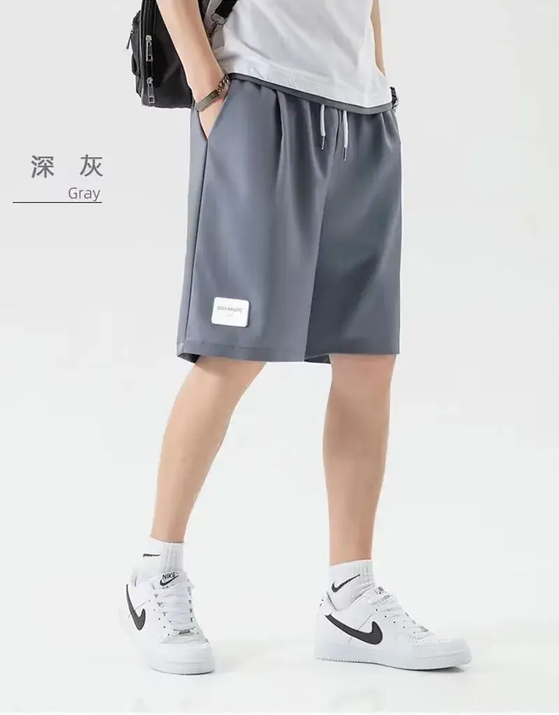 Men Ice Silk Loose Shorts with Belt — feature 21