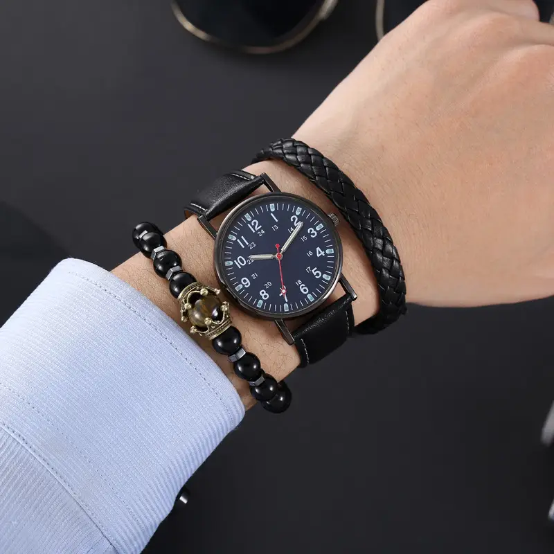 Men's Luminous Quartz Watch Set with Bracelet — feature 10