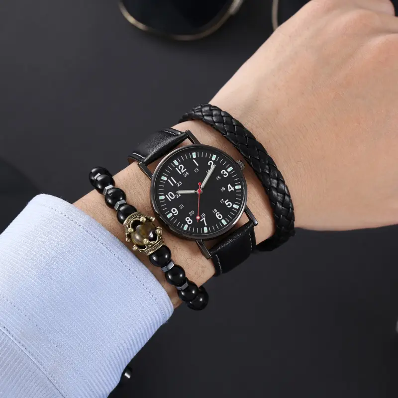 Men's Luminous Quartz Watch Set with Bracelet — feature 11