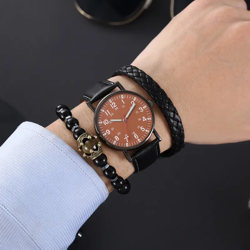 Men's Luminous Quartz Watch Set with Bracelet — feature 12