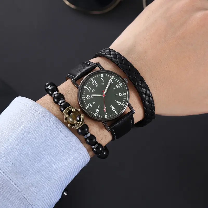 Men's Luminous Quartz Watch Set with Bracelet — feature 8