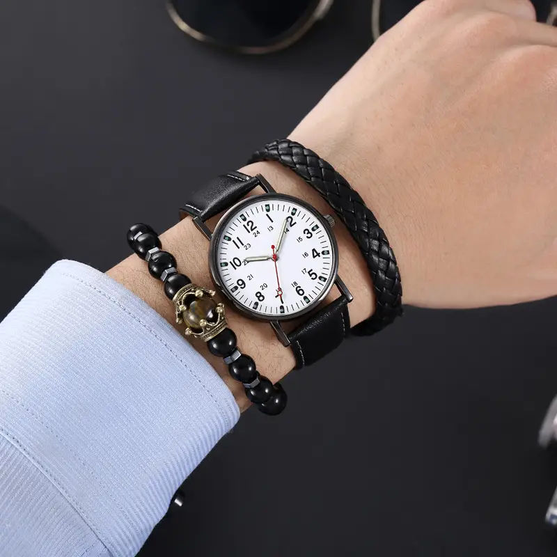 Men's Luminous Quartz Watch Set with Bracelet — feature 9