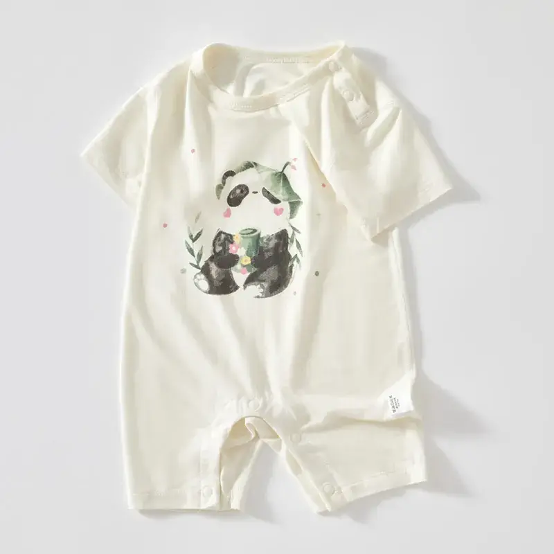 Baby's White Jaysuit Silk Cotton Short Sleeve Pajamas - Image 2