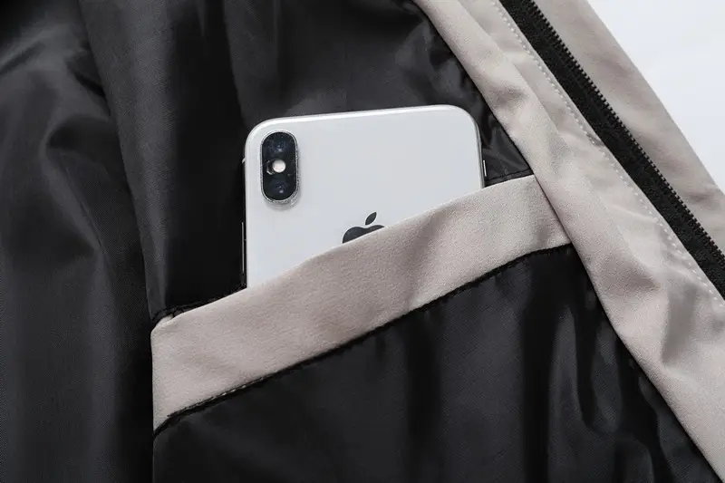 Men Grey Hooded Zipper Jacket Solid Color — feature 12