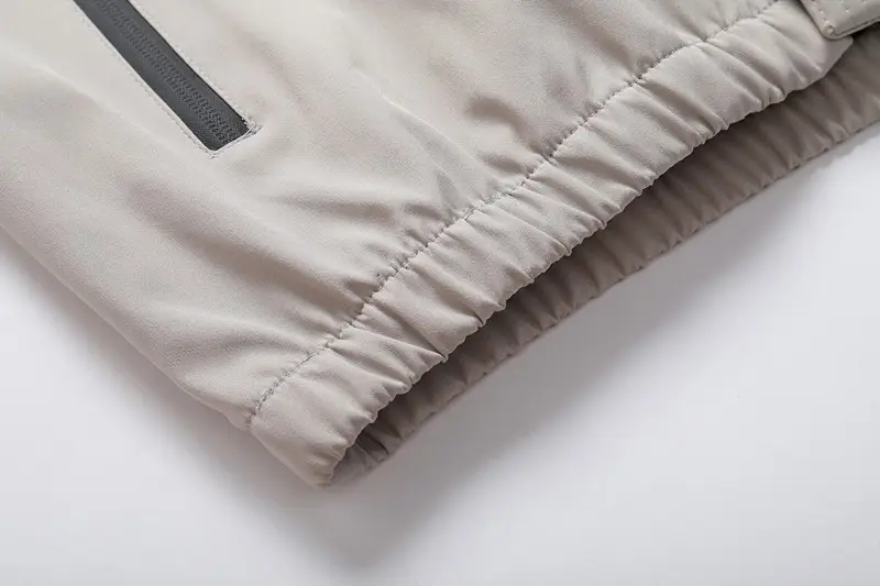 Men Grey Hooded Zipper Jacket Solid Color — feature 9