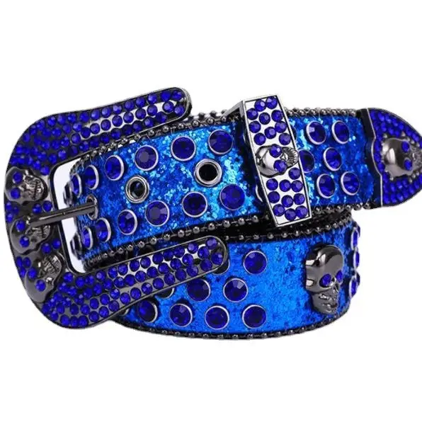 Punk Skull Belt with Rhinestone & Leather Design - Image 25