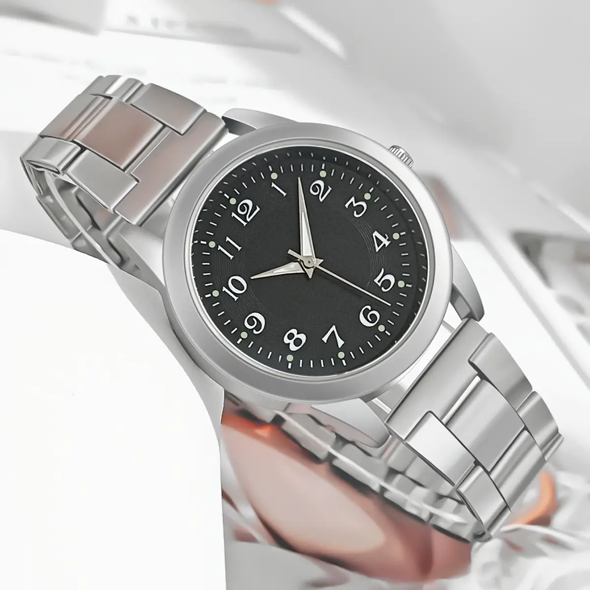 Men's Silver Alloy Quartz Watch with Chain Strap - Image 2