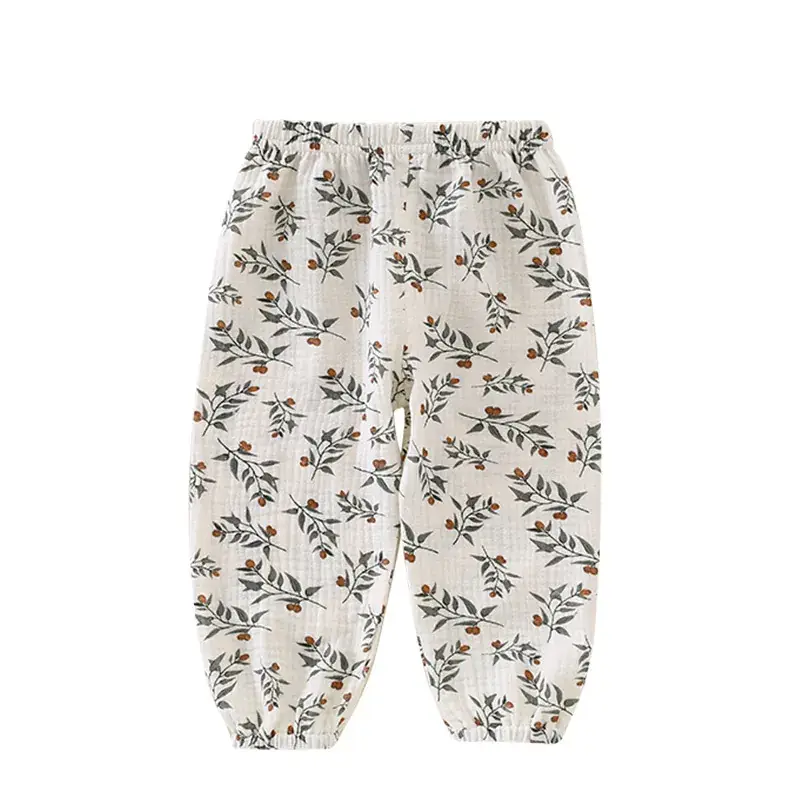 Baby Anti-Mosquito Cotton Pants White Black Print
