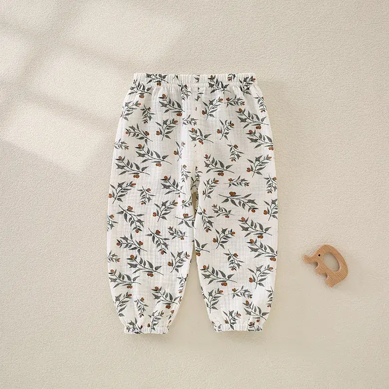 Baby Anti-Mosquito Cotton Pants White Black Print