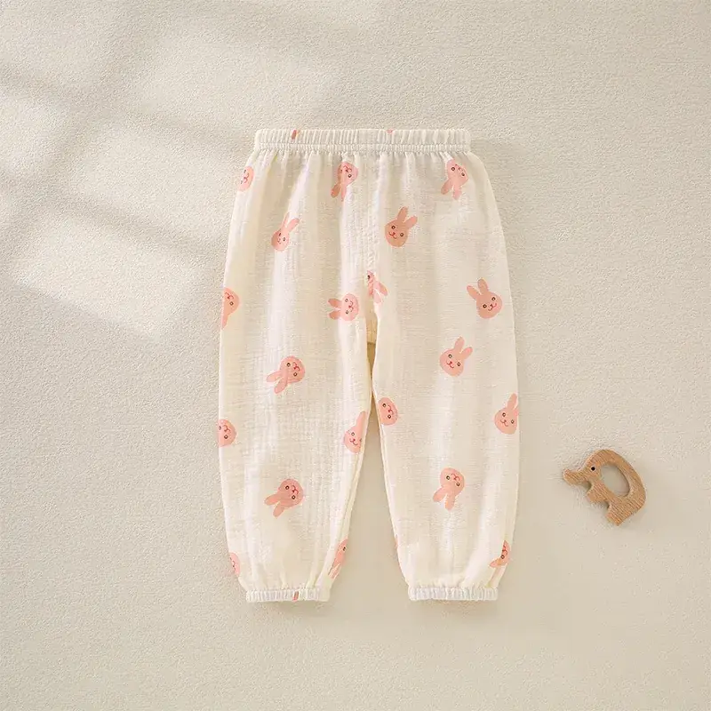 Baby Anti-Mosquito Cotton Pants White Black Print