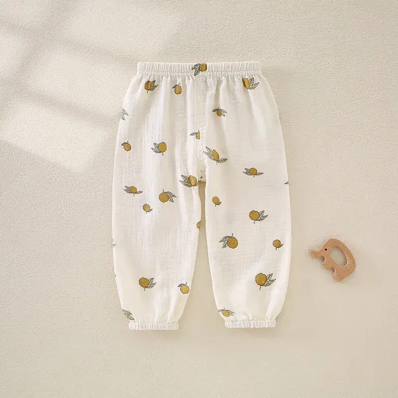 Baby Anti-Mosquito Cotton Pants White Black Print