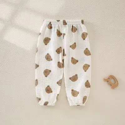 Baby Anti-Mosquito Cotton Pants White Black Print