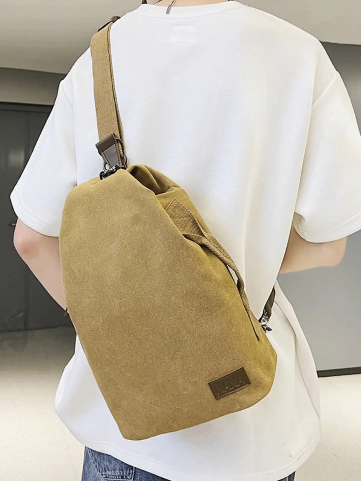 Women Canvas Crossbody Bag Vintage Hong Kong Style Large Capacity - Image 5