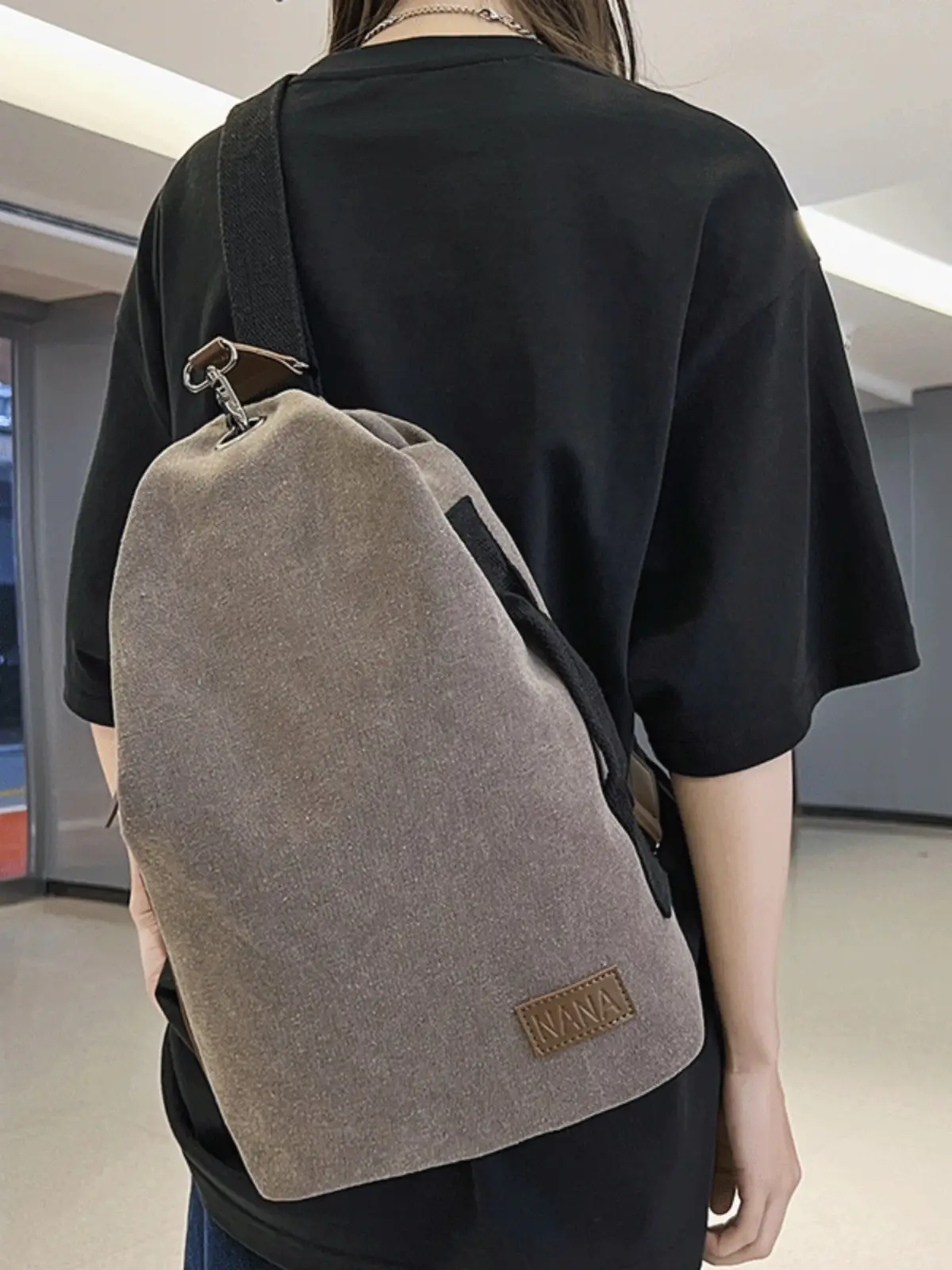 Women Canvas Crossbody Bag Vintage Hong Kong Style Large Capacity - Image 6