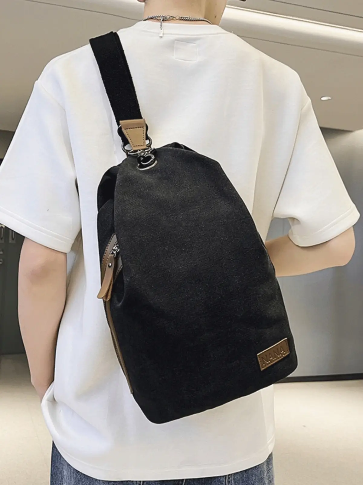Women Canvas Crossbody Bag Vintage Hong Kong Style Large Capacity - Image 9