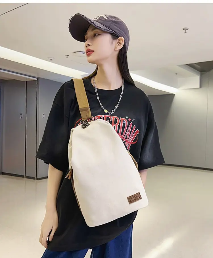 Women Canvas Crossbody Bag Vintage Hong Kong Style Large Capacity — feature 3