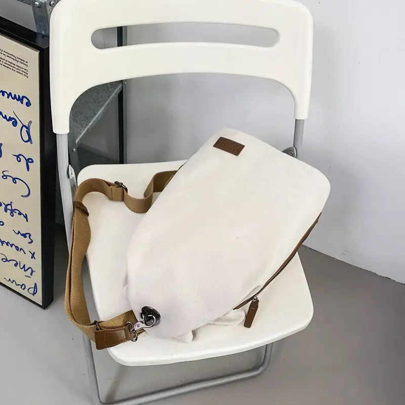 Women Canvas Crossbody Bag Vintage Hong Kong Style Large Capacity - Image 3