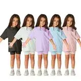 Children's Waffle Shorts Suit Beige Small Medium — feature 19