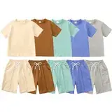 Children's Waffle Shorts Suit Beige Small Medium — feature 22