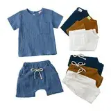 Children's Waffle Shorts Suit Beige Small Medium — feature 25