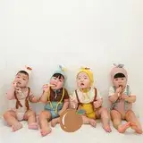 Children's Waffle Shorts Suit Beige Small Medium — feature 34