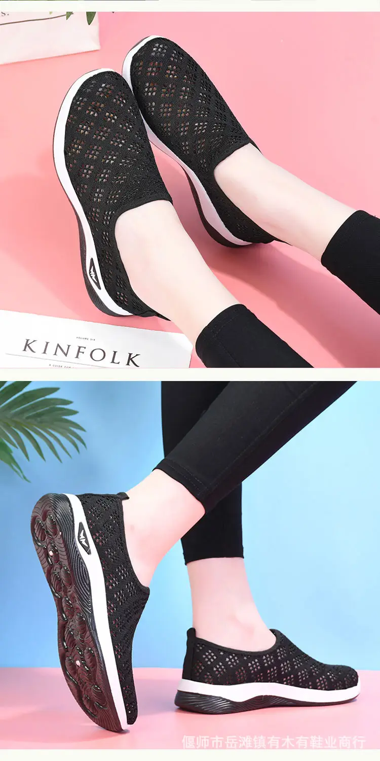 Old Beijing Cloth Shoes Summer Mesh Shoes Women's Breathable Mesh Casual Shoes for Middle-aged and Elderly People Non-slip Soft-soled Mother Shoes Slip-on — feature 14