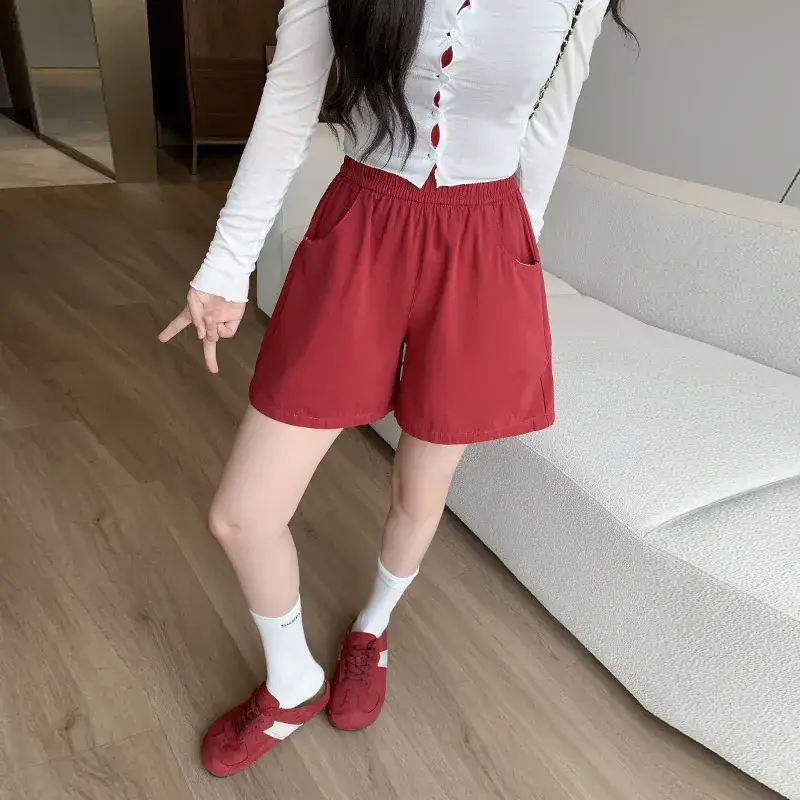 Women's Pink Cotton Wide Leg Shorts with Striped Top