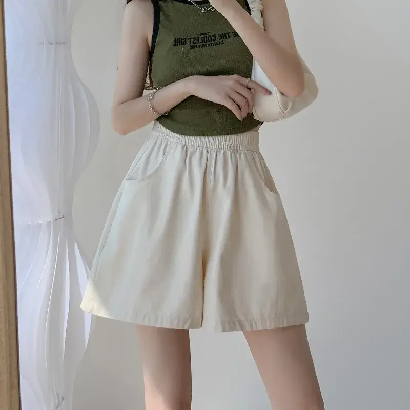 Women's Pink Cotton Wide Leg Shorts with Striped Top