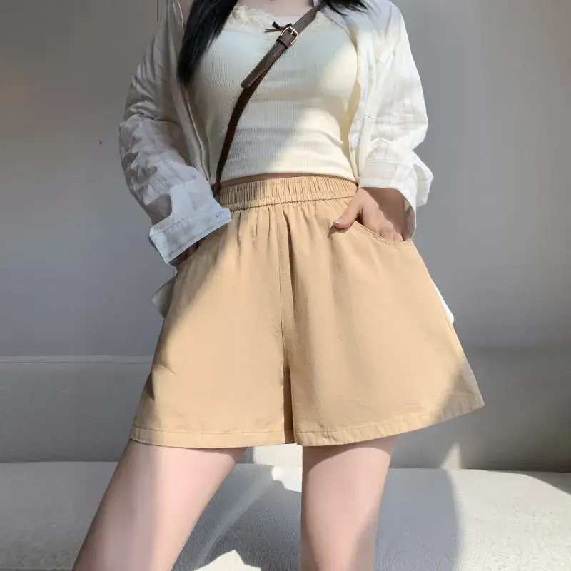 Women's Pink Cotton Wide Leg Shorts with Striped Top