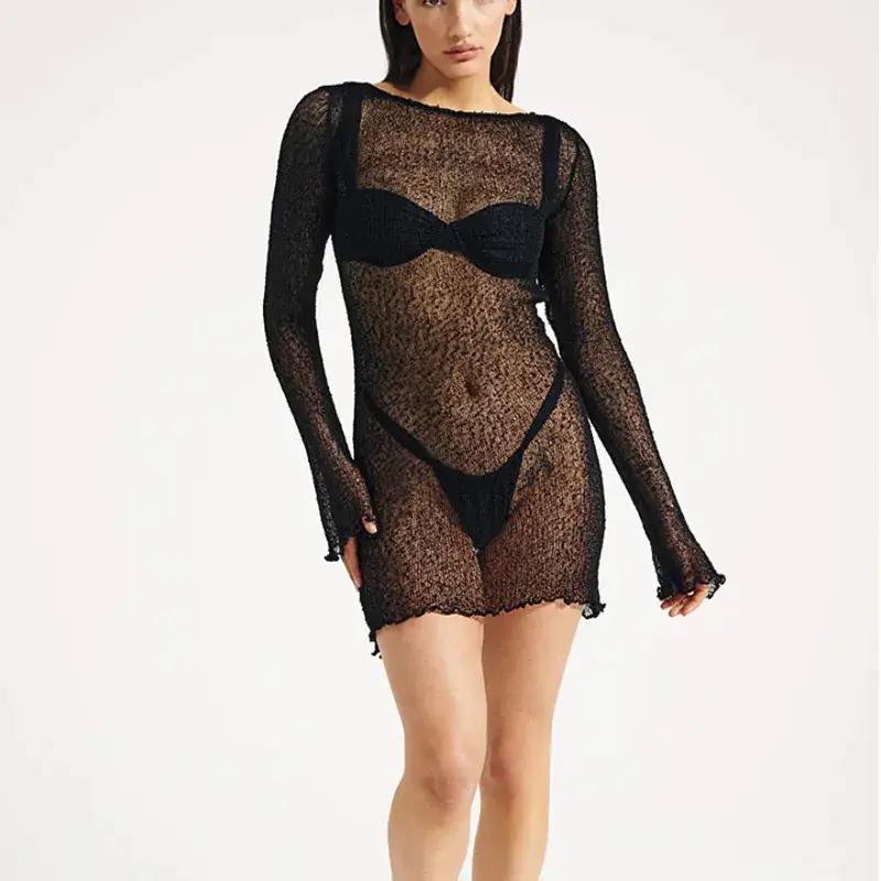 2025 Summer Cross Border Knitted Hollow Beach Skirt Blouse - Image 7