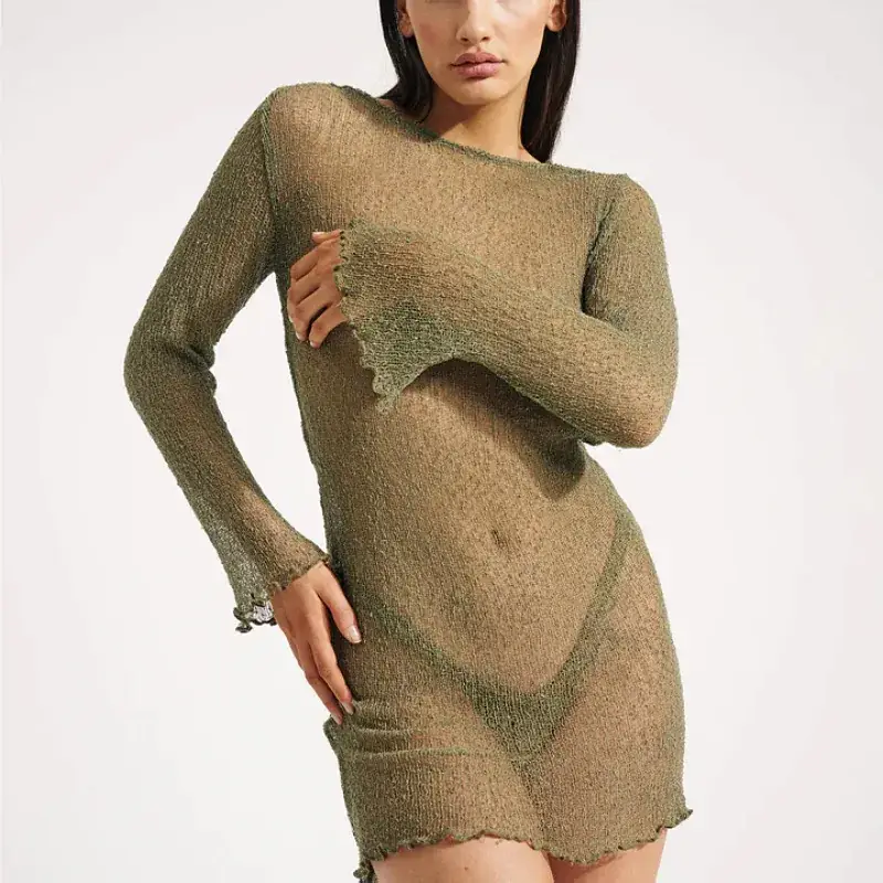 2025 Summer Cross Border Knitted Hollow Beach Skirt Blouse - Image 4