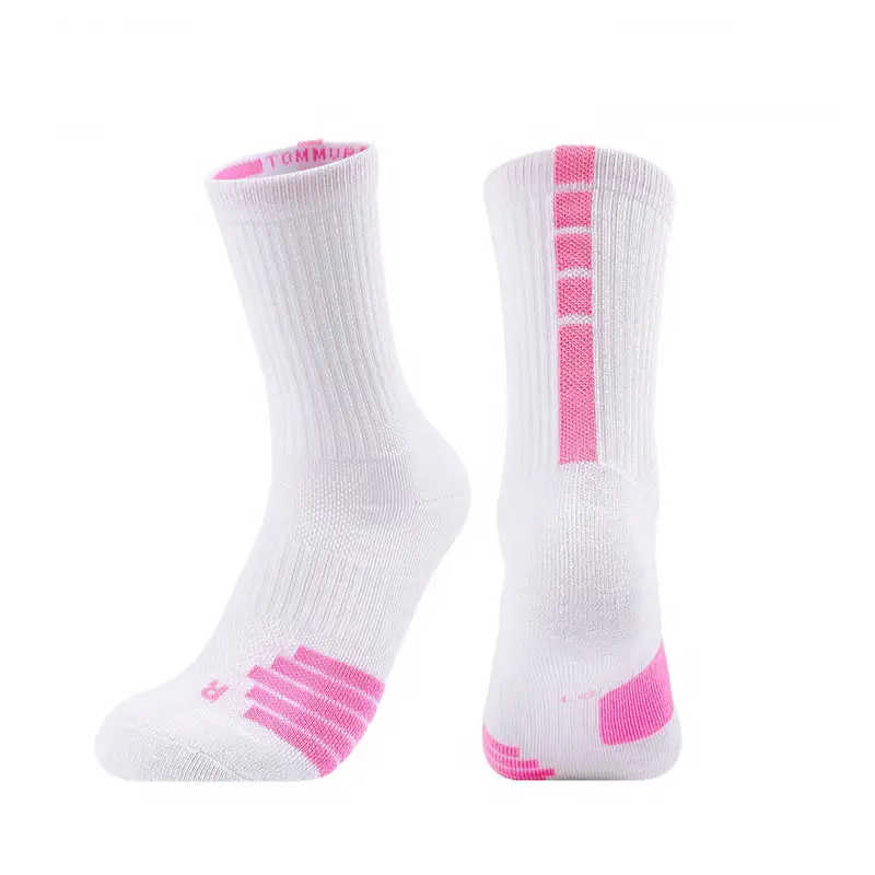 Men's White Striped Athletic Socks Mid Length