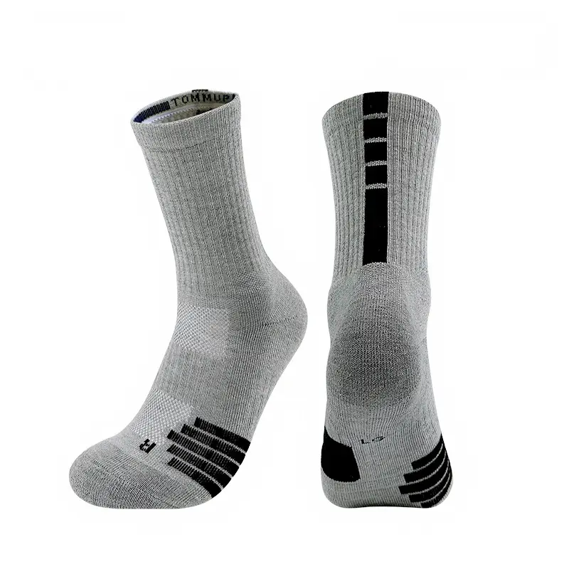 Men's White Striped Athletic Socks Mid Length
