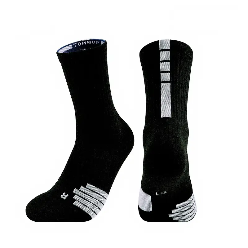 Men's White Striped Athletic Socks Mid Length
