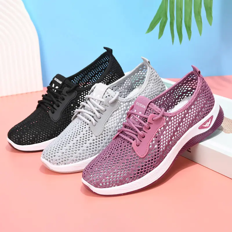 Summer Mesh Shoes Women's Breathable Mesh Thin Middle-aged and Elderly Mother Shoes Non-slip Soft-soled Casual Sports Old Beijing Cloth Shoes - Image 7