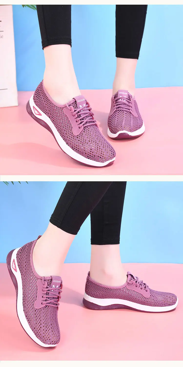 Summer Mesh Shoes Women's Breathable Mesh Thin Middle-aged and Elderly Mother Shoes Non-slip Soft-soled Casual Sports Old Beijing Cloth Shoes — feature 10
